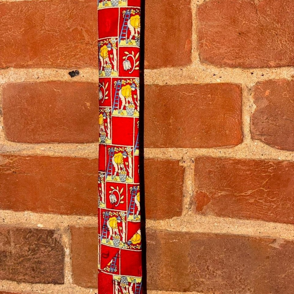 Vintage necktie with fruit picking pattern fruit pattern Bucher - Picture 4 of 5